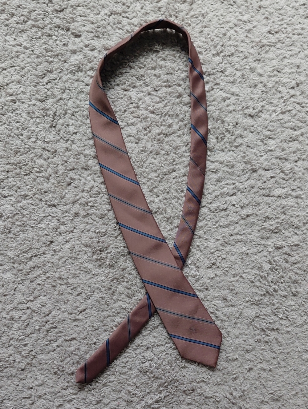 Christan Dior Monsieur USA Brown Tie with Navy Stripe Detail